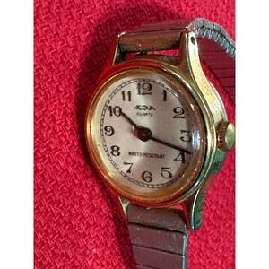 Vintage Acqua Wind-up Quartz Analog Ladies Watch Gold Tone RUNS
